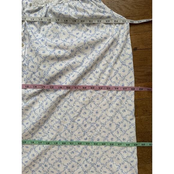 Eileen West Blue & White Floral Cotton Nightgown Size 3X - Picture 9 of 10